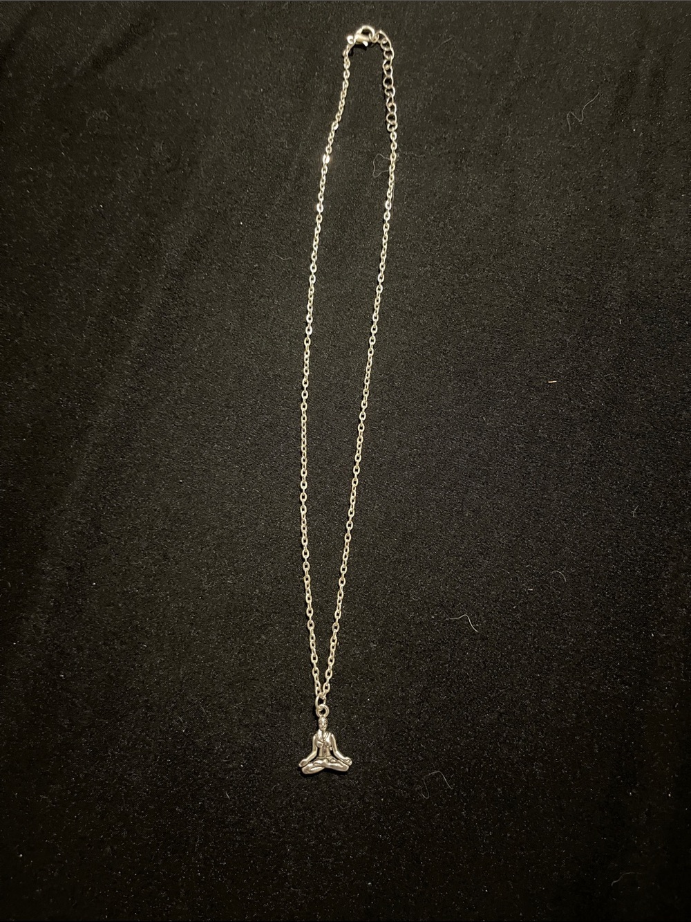 Sterling Silver Lotus Pose Pendant Necklace - Polished Silver